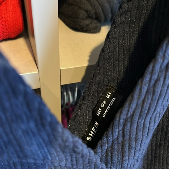 SHEIN navy sleeveless v neck corduroy button front dress size S - Picture 2 of 3